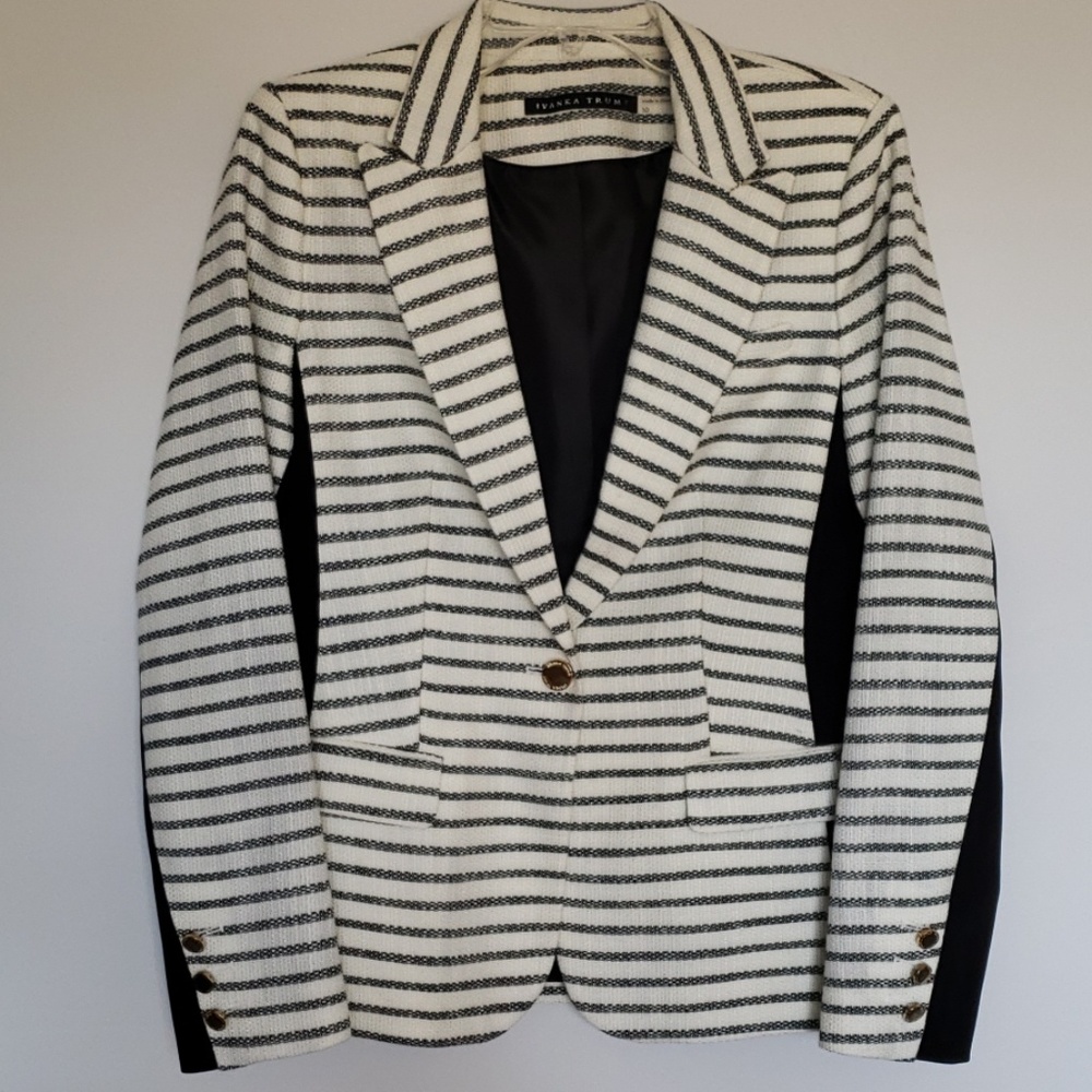 Ivanka Trump Black & Cream Striped Blazer. Sz 10